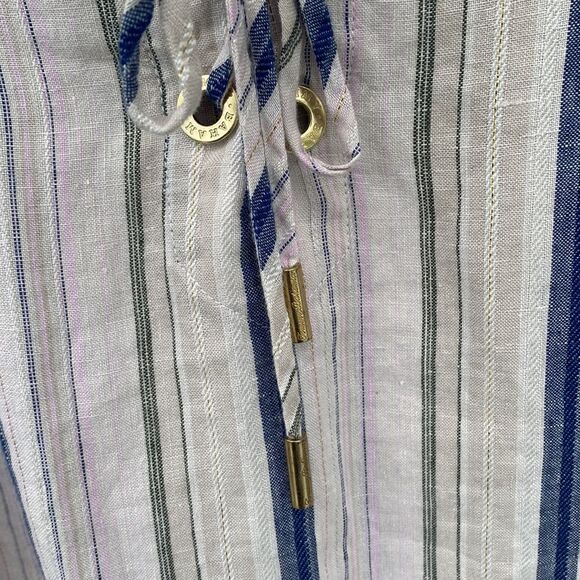 Tommy Bahama Sz XS Linen Metallic Boho 3/4 Sleeve Top - Picture 6 of 10